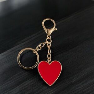 Gold Enamel Heart Keychain & Bag Charm